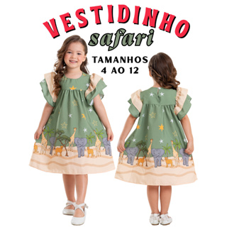 Vestido Infantil 4 Estações Primavera Verão Outono Inverno Soltinho Estampado Acetinado