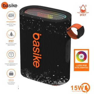 Caixa de som portátil Bluetooth BASIKE Ba-RAD185 15W TWS LED/USB/SD/AUX com graves potentes em Oferta na Shopee
