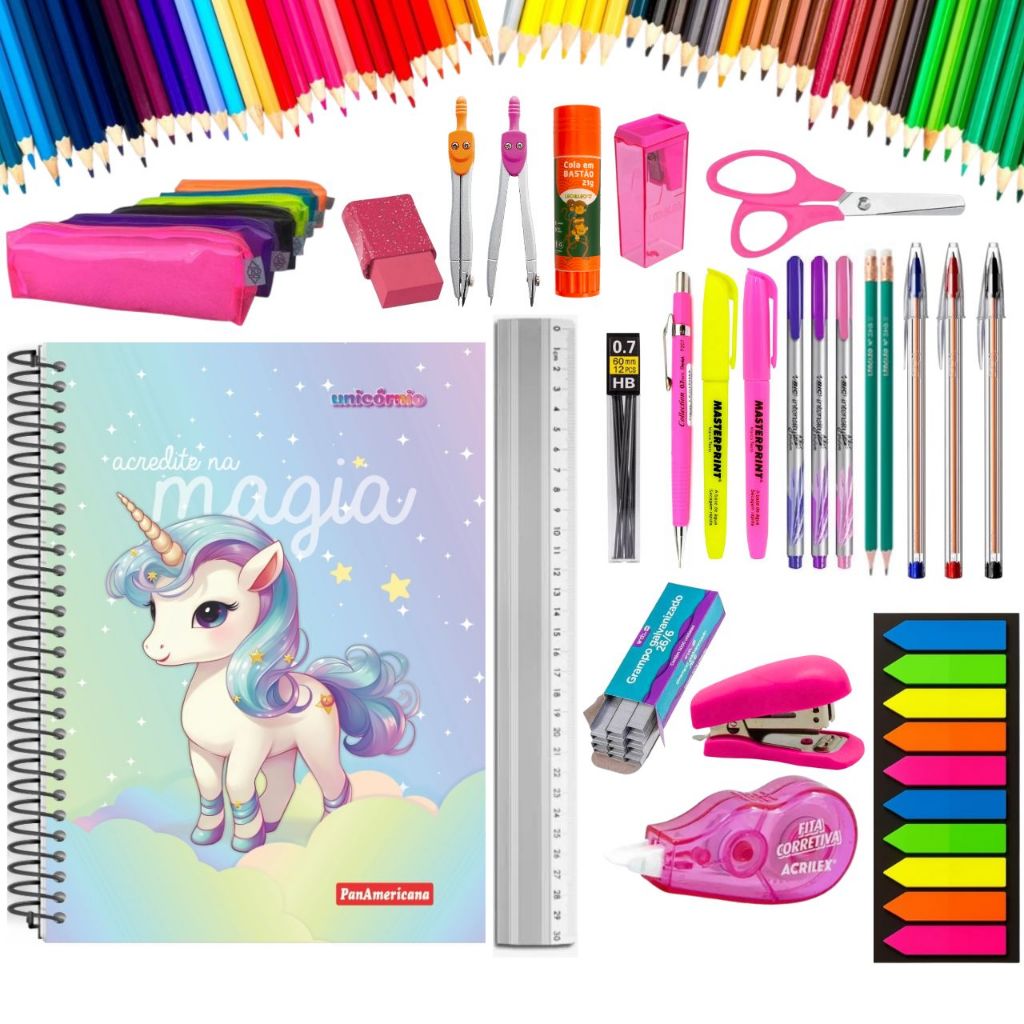 Kit Material Escolar Feminino Completo Feminina Escolar Material Estojo ...
