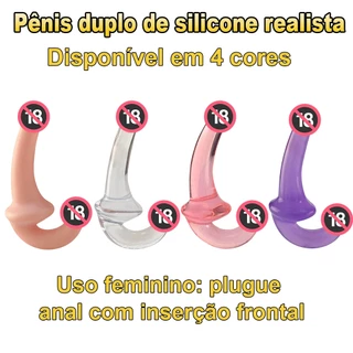 Dildo Duplo para Casal Transparente em TPE – Dupla Penetração para Mulheres e Uso Lésbico em Oferta na Shopee