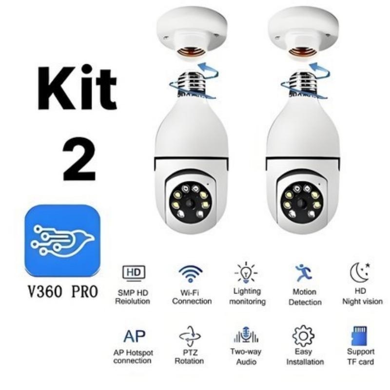 Kit Câmera Segurança Prova D'água Infravermelho Lâmpada Externa 360 Sem Fio Wifi 2.4G G4 | Shopee Brasil