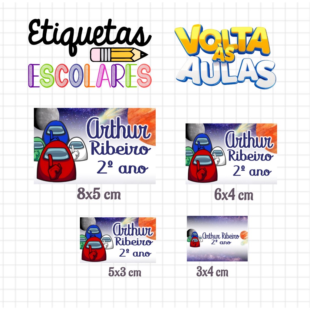 kit Etiquetas Escolares Among Us Personalizada Adesiva Para ...