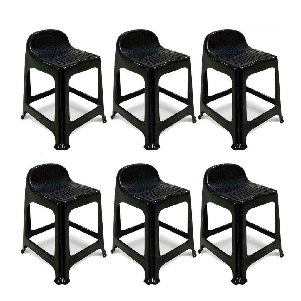 Kit Com 6 Bancos Com Encosto Banquetas Reforçadas Multiuso