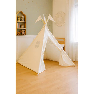 Cabana infantil GG festa do pijama cru 150x140x140 com bandeirinhas em Oferta na Shopee