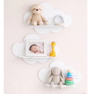 Kit Tres Nichos Modelo Nuvem Prateleira Organizadora Para Decoração Quarto Bebê em Oferta na Shopee