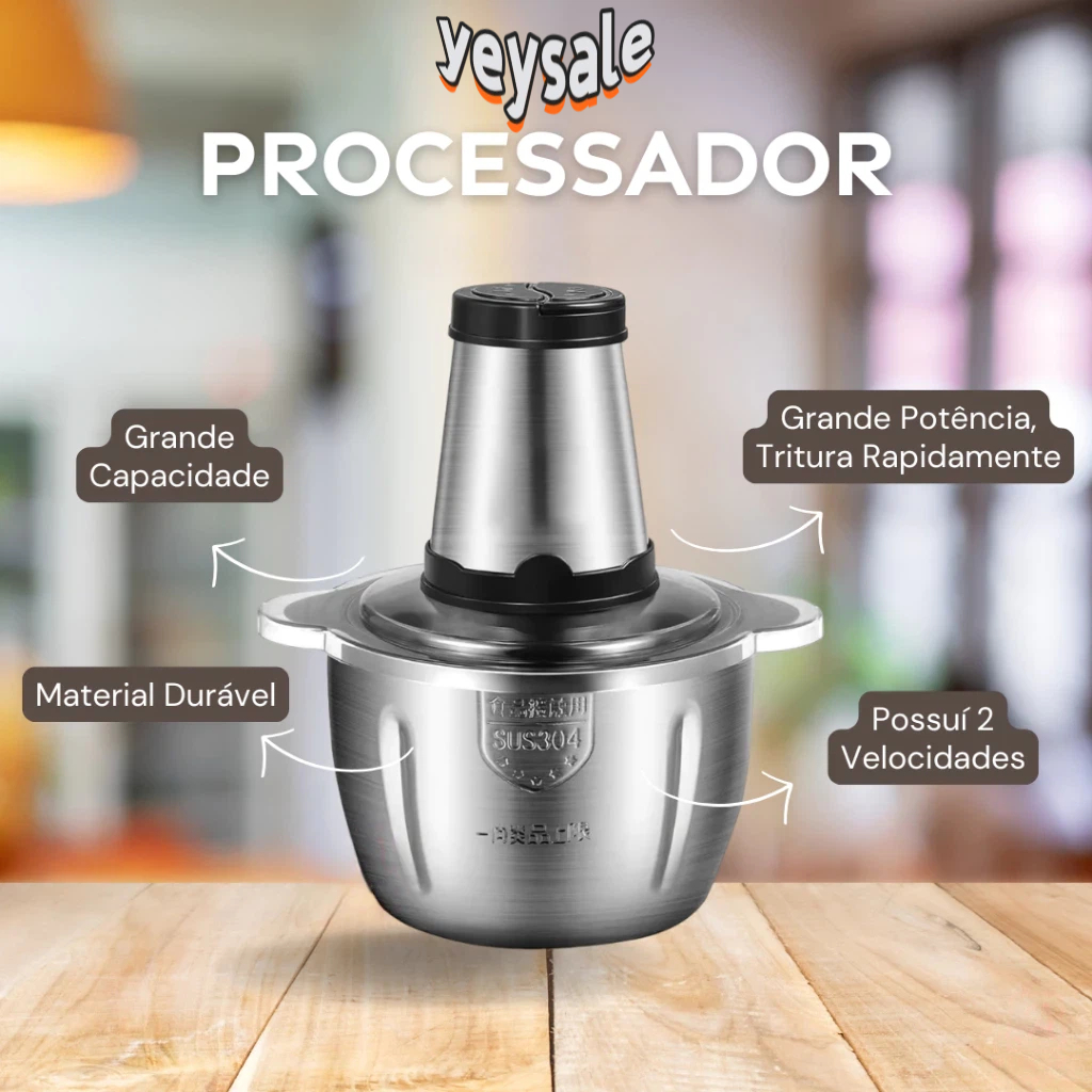Picador De Alimentos Moedor De Carne Mixer Elétrica Processa