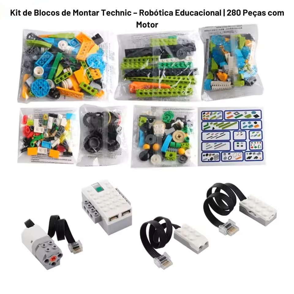 Kit de Blocos de Montar STEM – Robótica Educacional | 280 Peças com ...