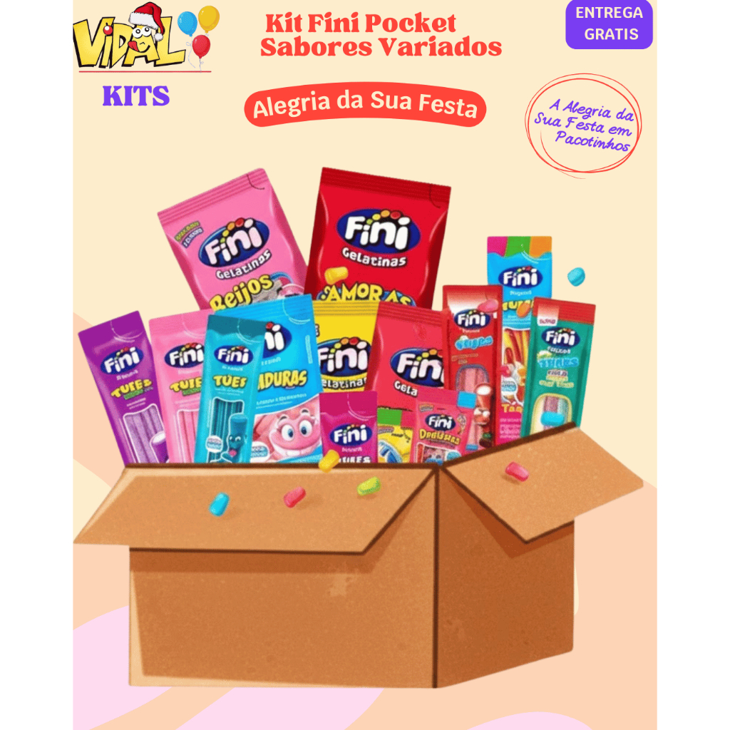 Kits 24 a 80 Bala Fini Pacotes Mini 15g | Dentadura, Minhoca, Beijos ...