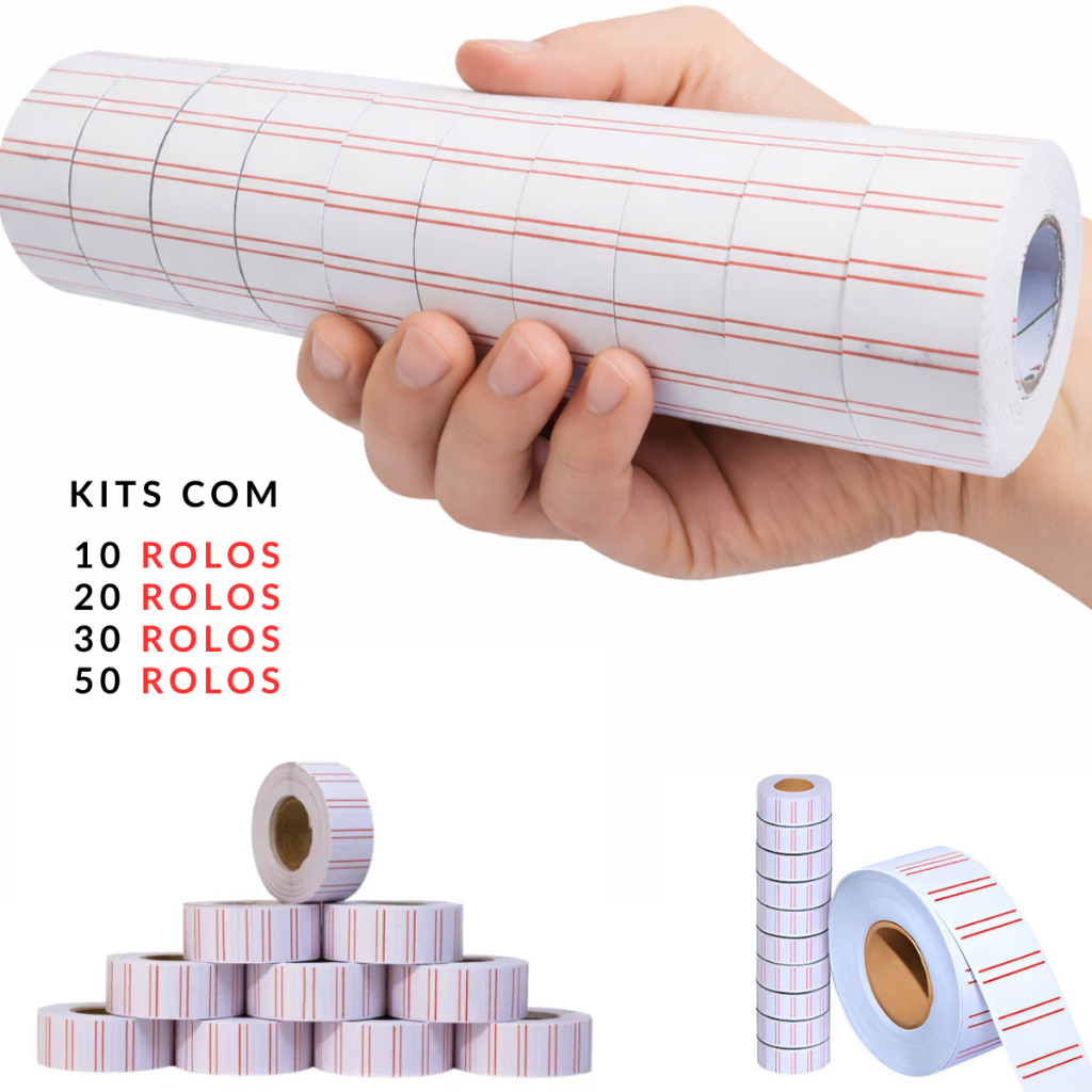 Kit 10 20 30 50 Rolos De Etiquetas Tarjadas Preço MX2212 550