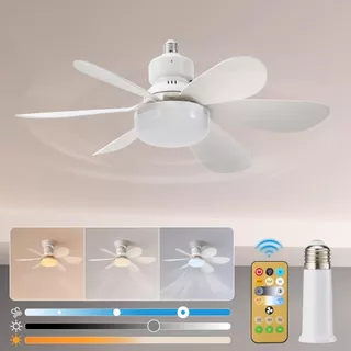 Lâmpada Ventilador De Teto Com Luz Controle Remoto 6 Hélices E27 110V-220V E27