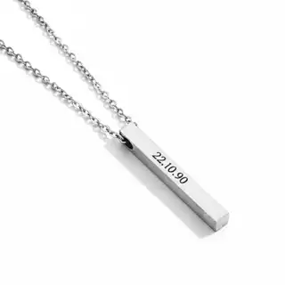 Colar Gargantilha Barrinha 3d Aço Inox masculina feminina com gravação personalizada unidade
