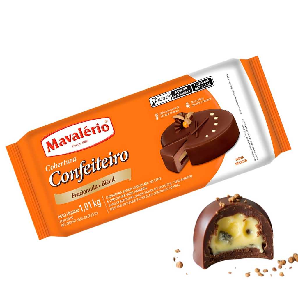 Cobertura Fracionada Blend Mavalério Confeiteiro Barra 1,01k