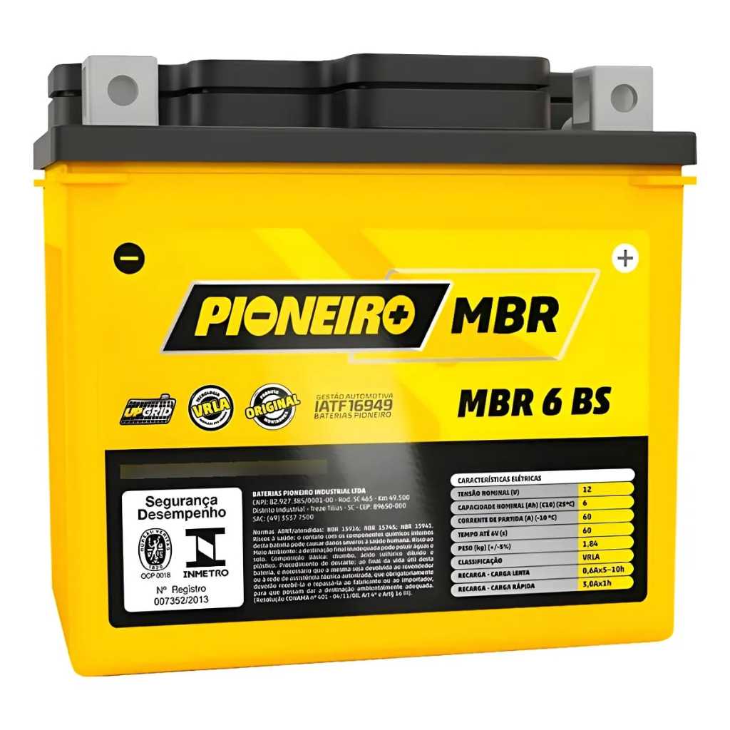 BATERIA MOTO PIONEIRO MBR 6BS 12V 6Ah SEM BASE DE TROCA | Shopee Brasil