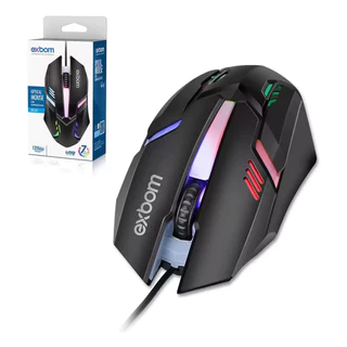 Mouse Gamer Exbom MS-62 RGB USB Óptico Alta Precisão Botões Ergonômico Com fio
