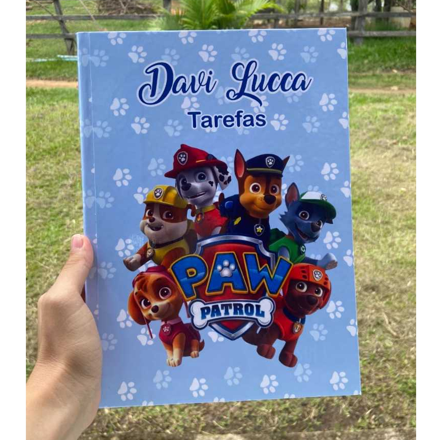 Caderno Brochura grande personalizado com nome no tema Patrulha Canina ...