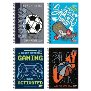 Caderno Espiral Tilibra 1/4 Capa Dura D+ 200 Folhas - Embalagem com 4 Unidades (Sortidos) em Oferta na Shopee