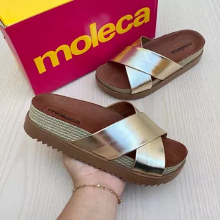 Sandália Papete Feminina Moleca Confortável Tratorada Moda Verão Ano Novo Festa Casual em Oferta na Shopee