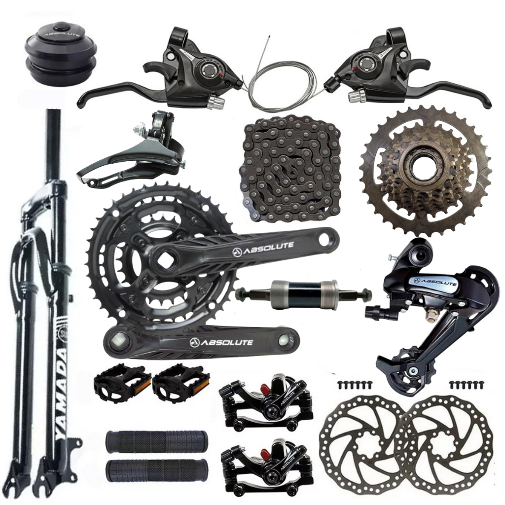 Kit marcaha 21velocidades Bike Aro 26 e 29 Freios Disco Pedivela ...