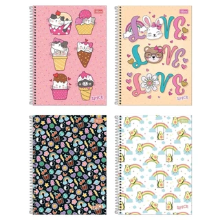 Caderno Espiral Tilibra Universitário Capa Dura - Spice Feminino 10 Matérias 160 Folhas - Embalagem com 4 Un. (SORTIDO) em Oferta na Shopee