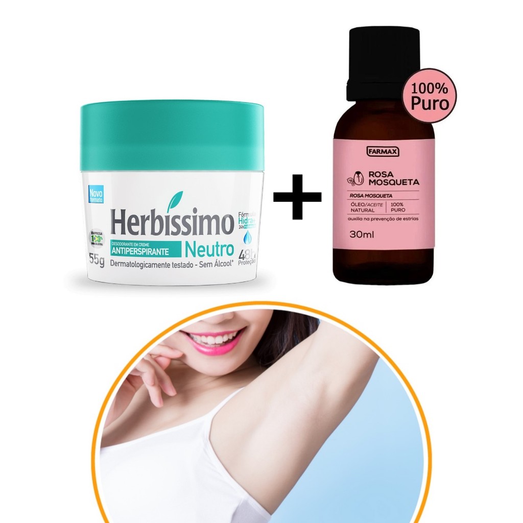 Kit Clareador Axilas (Herbíssimo + Óleo de Rosa Mosqueta 100% Puro ...
