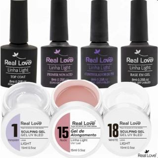 Kit Real Love Linha Light Gel + Preparadores Profissionais - Unhas De Gel Fibra Original em Oferta na Shopee