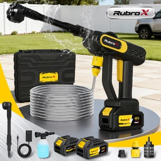 RubroX Lavadora Portátil Sem Fio 300W com 2 Baterias e Bico 6 em 1 Uso Para Carro Jardim e Casa
