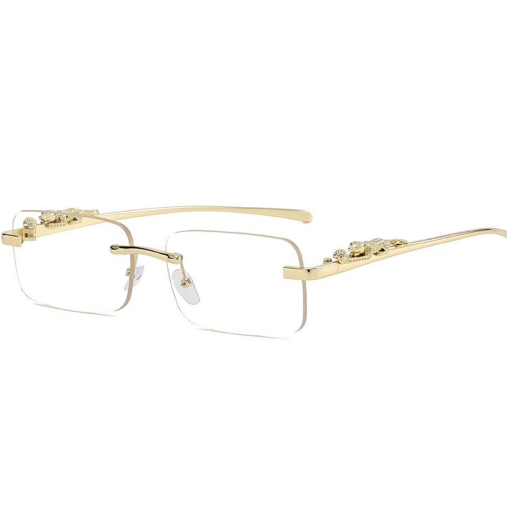 Retro Cheetah Decoração Limpar Oceano Lens Óculos De Sol Dos Homens Shades UV400 Retângulo Sem Aro Das Mulheres