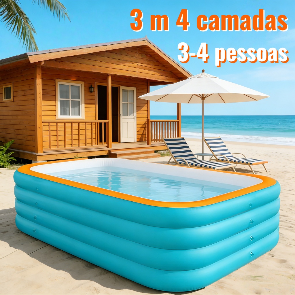 Piscina Inflável para Criança 3-4 Anos, PVC Resistente para Festa na ...