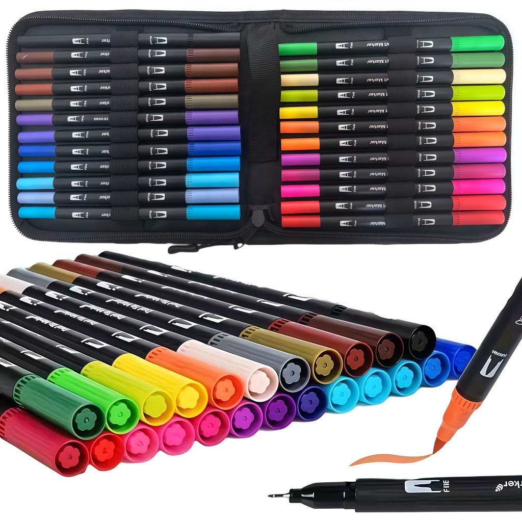 Kit 80 Canetas 2 em 1 Brush Lettering e Ponta Fina Dual Pen Canetinha ...
