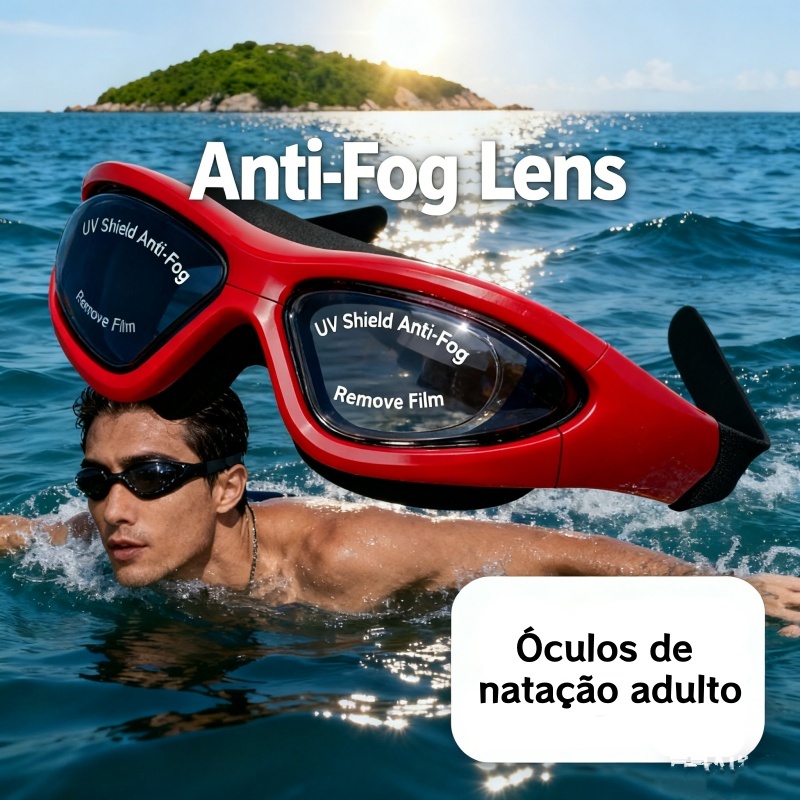 Óculos de Natação Adulto Grande Moldura Antiembaçante Proteção UV À ...