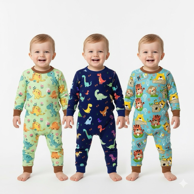 conjunto Pijama Manga Longa Bebê Menino menina Pijamas de Roupa Infantil em Oferta na Shopee