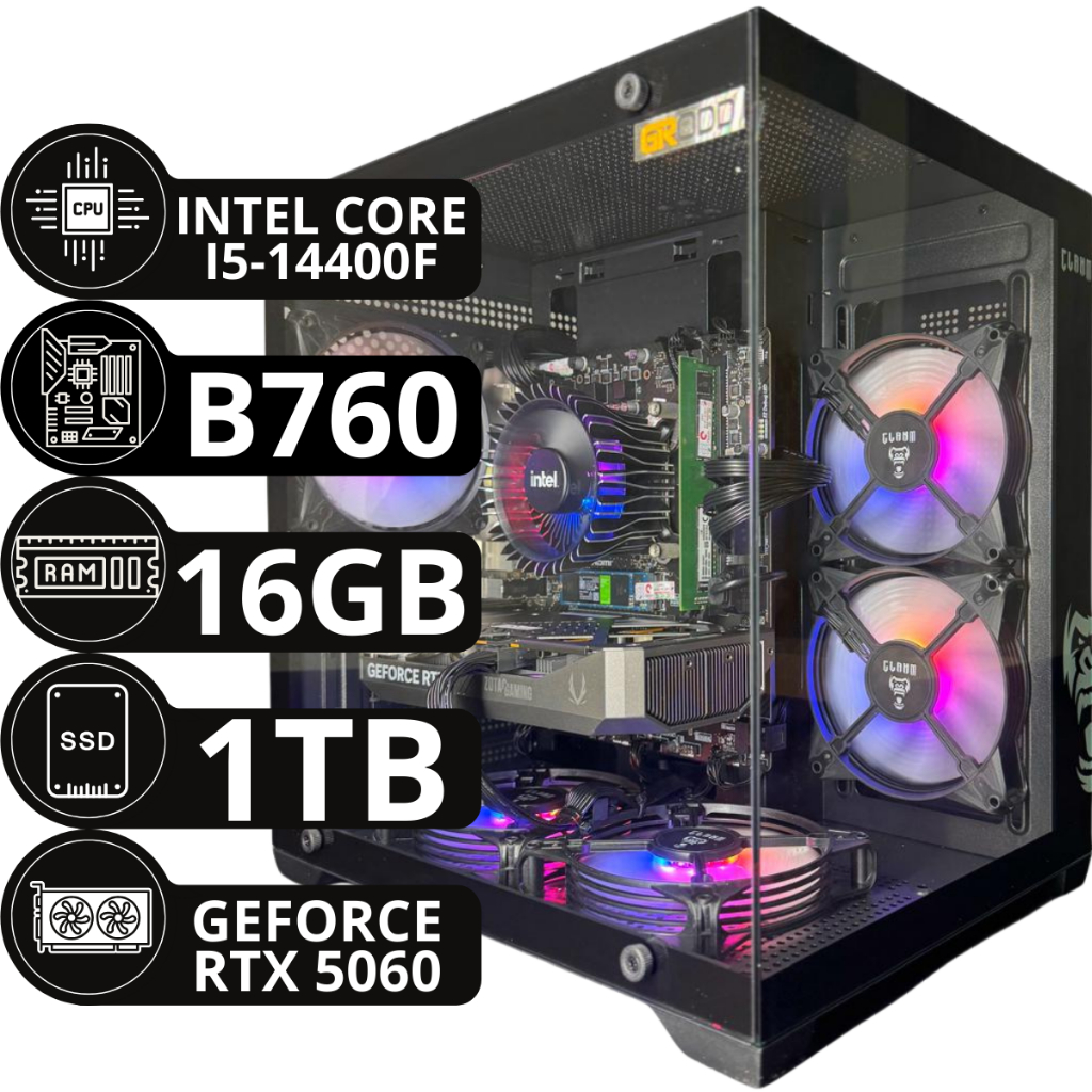 Pc Gamer Intel Core I5 14400F, Placa Mãe B760M DDR4, 16Gb ddr4