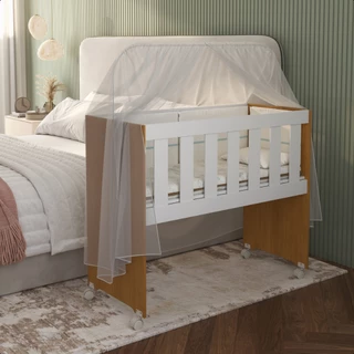 Mini Berço Para Bebês Em MDF Multifuncional Com Rodinhas E Colchão