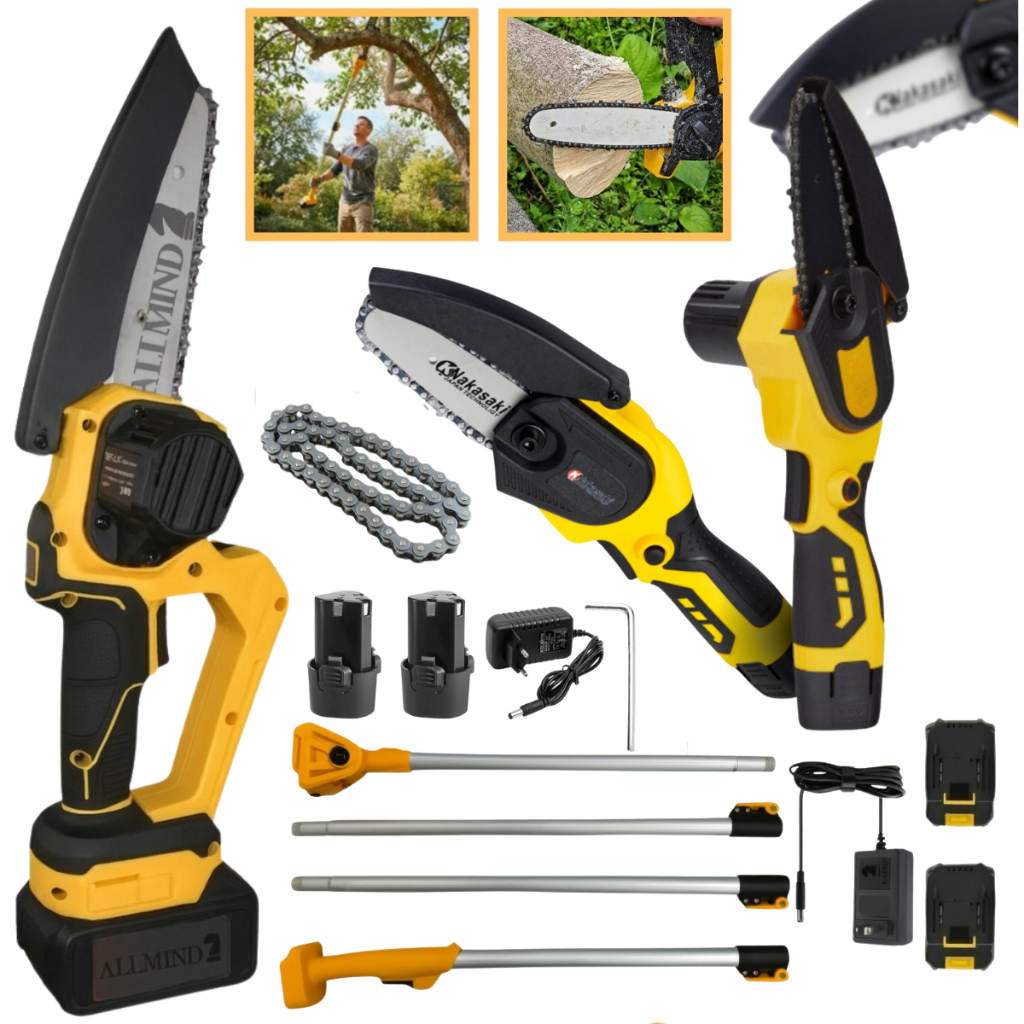 Mini Motosserra Motoserra Moto Serra A Bateria 25v Com Extensor de 3 Metros Multifuncional