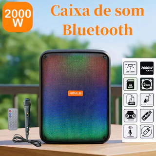 Caixa de Som Bluetooth Portátil Potente LED RGB TWS FM C/microfone 2000W para Festa Viagem Praia em Oferta na Shopee
