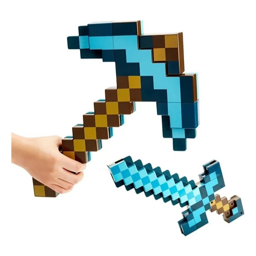Espada Picareta Diamante 2 Em 1 Minecraft Infantil | Shopee Brasil