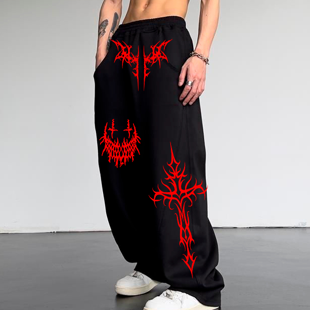 Calça Baggy Balão Wide Leg Pantalona Gótica Punk Aesthetic Drip