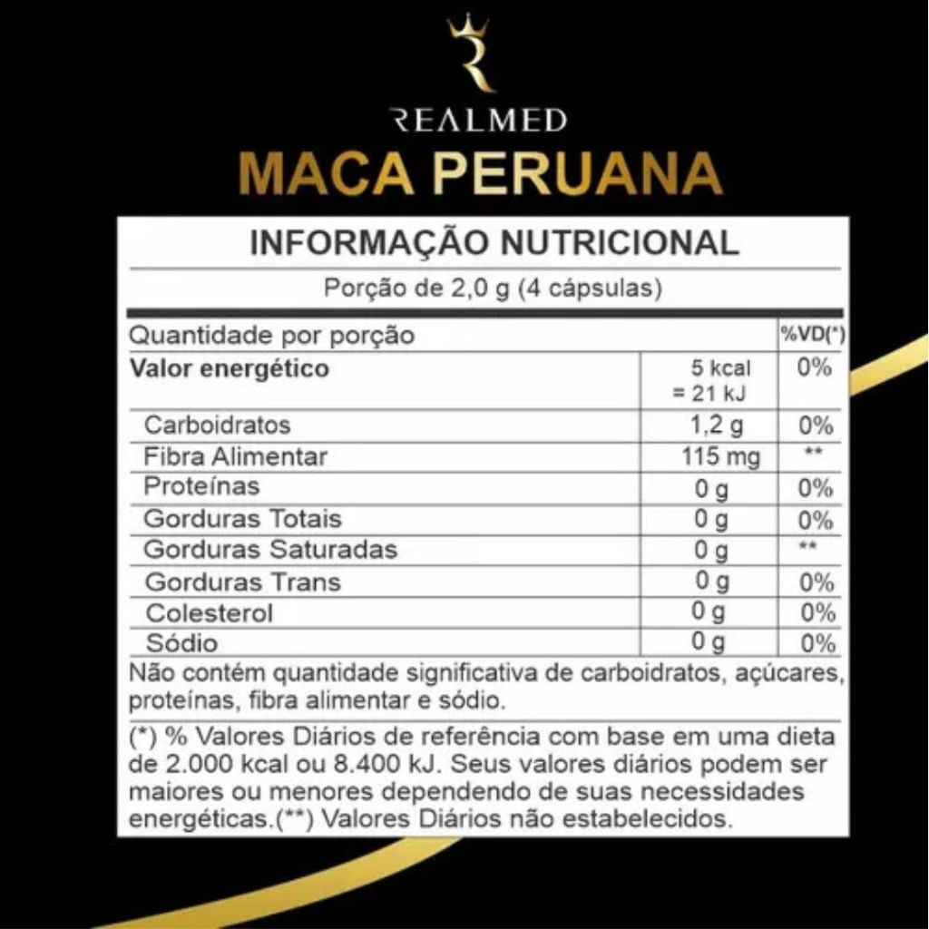 Maca Peruana Em Cápsulas 120 Cápsulas 500mg Realmed Suplemento ...