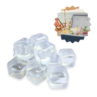 kit c/ 12, 24 ou 36 Cubos de Gelo Artificial, Colorido ou Transparente, Não derrete, Prático