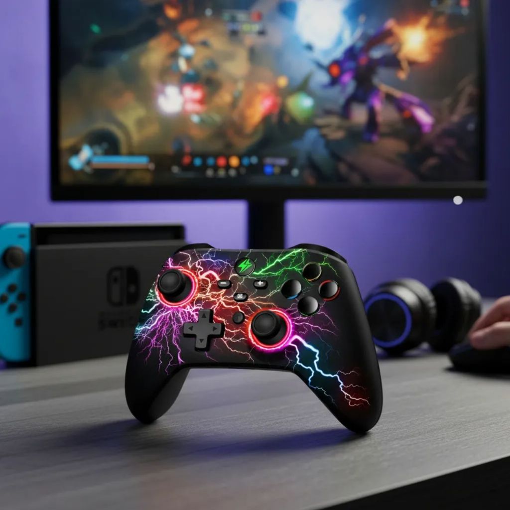 Controle Sem Fio Para Pc Nintendo Switch Android Ios Led Rgb | Shopee ...