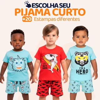 Pijama Curto para Bebê Menino Confortavel com Estampas e Divertidas Pijama Verão Roupa para Bebê Menino do 1 ao 10 l05 em Oferta na Shopee