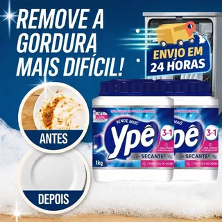 Lava Louças Ypê em Pó 1Kg -Detergente para Máquina -Limpeza Profunda e Secagem