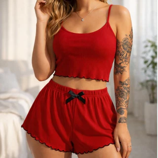 Baby Doll Pijama Feminino Verão roupa para dormir confortável short e cropped barato em Oferta na Shopee