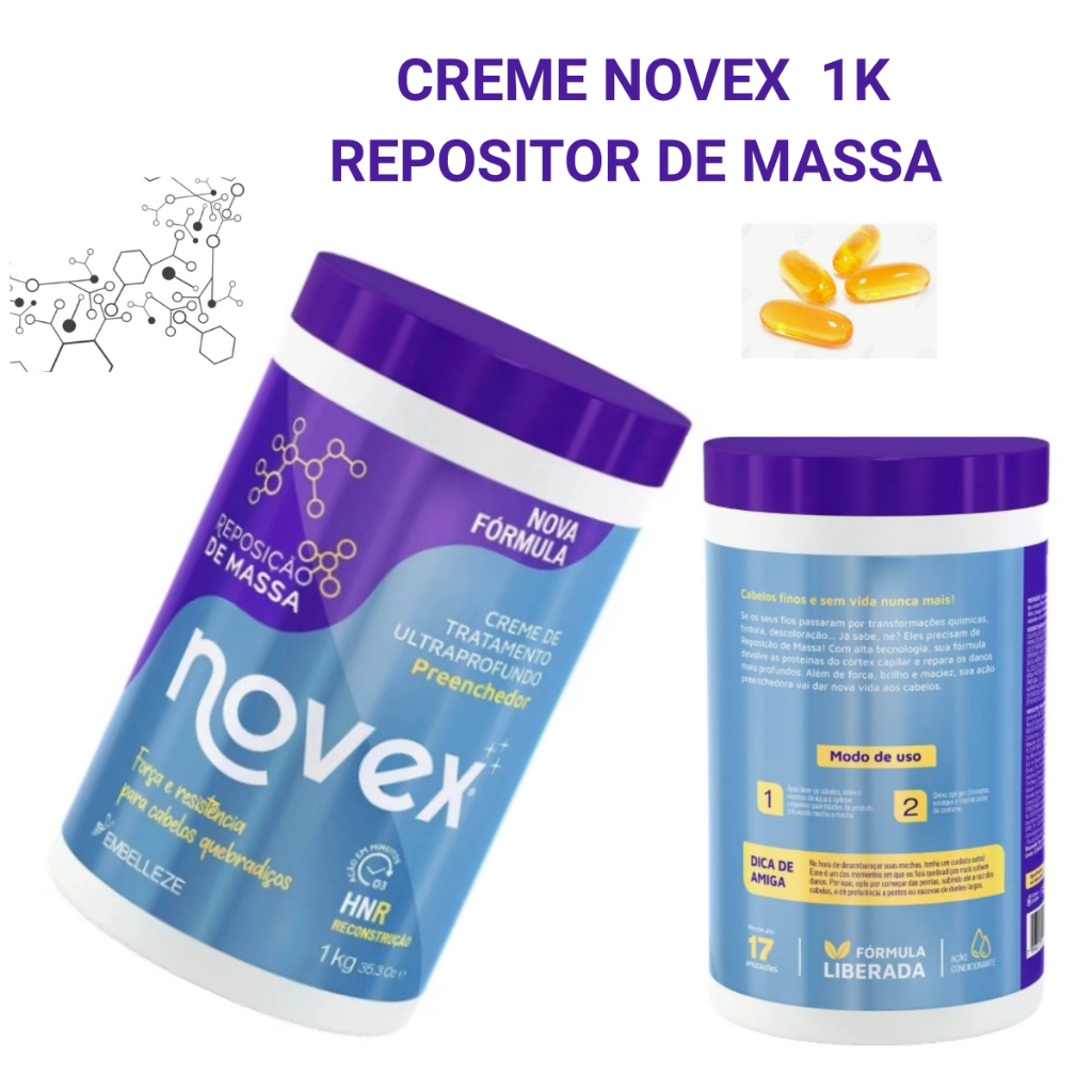 Creme Novex Reposição de Massa,Tratamento, Hidratação, Nutrição ...