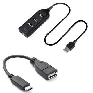 Kit Mobilador Hub USB 4 Portas + Cabo Adaptador OTG Usb Tipo-C Para Celular Tablet Notebook em Oferta na Shopee
