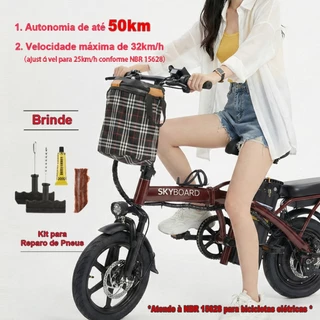 👍🔥Upgrade de Garantia SKYBOARD Bicicleta Elétrica Dobrável Bivolt 48V15Ah autonomia 45km farol LED suporte de celular em Oferta na Shopee