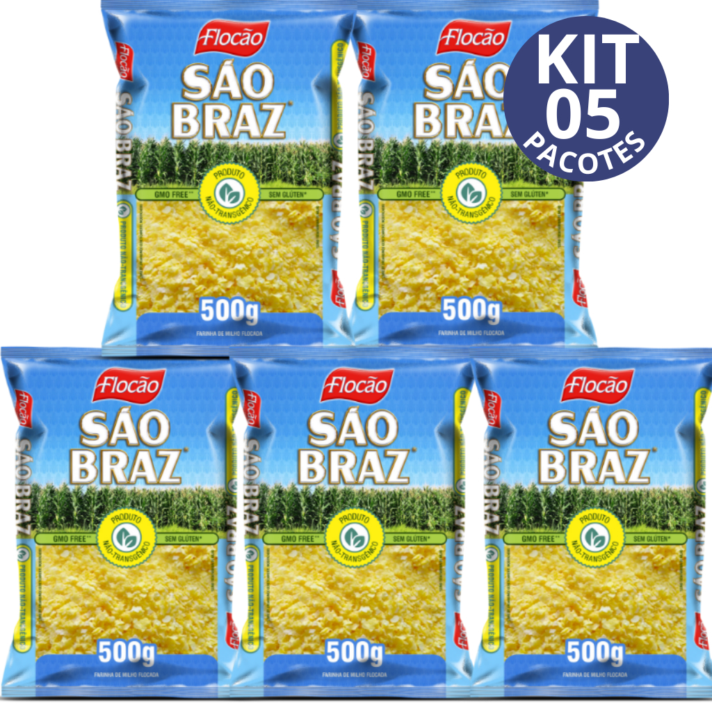 Kit com 05 Unidades Cuscuz São Braz 500g – Flocão de Milho Tradicional ...