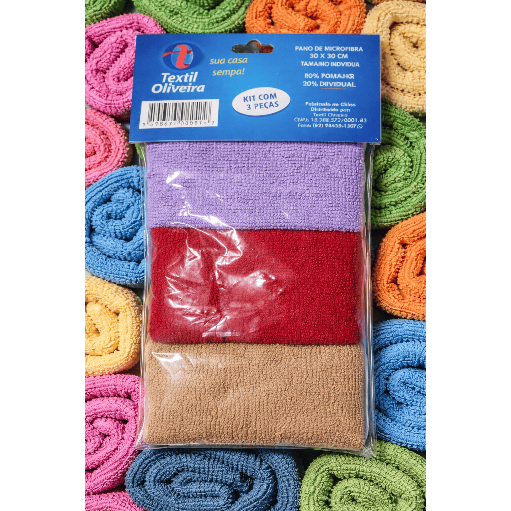kit Pano Microfibra PCT 3UN 80% Poliester 20% Poliamida 30X30CM ...