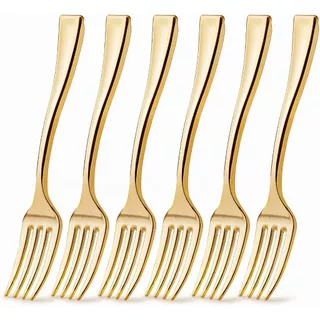 50/100 peças de mini garfos de plástico dourados para sobremesa, 9,8 cm garfos descartáveis resistentes para festas