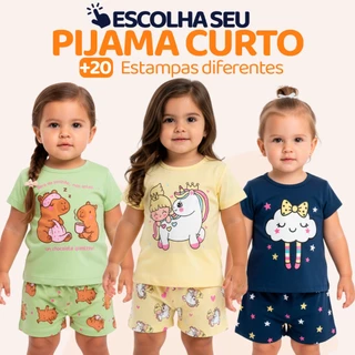 Pijama Infantil Bebê Menina Manga Curta com Estampas Fofas e Conforto Roupa para dormir Bebê Feminino Verão Calor L06 em Oferta na Shopee